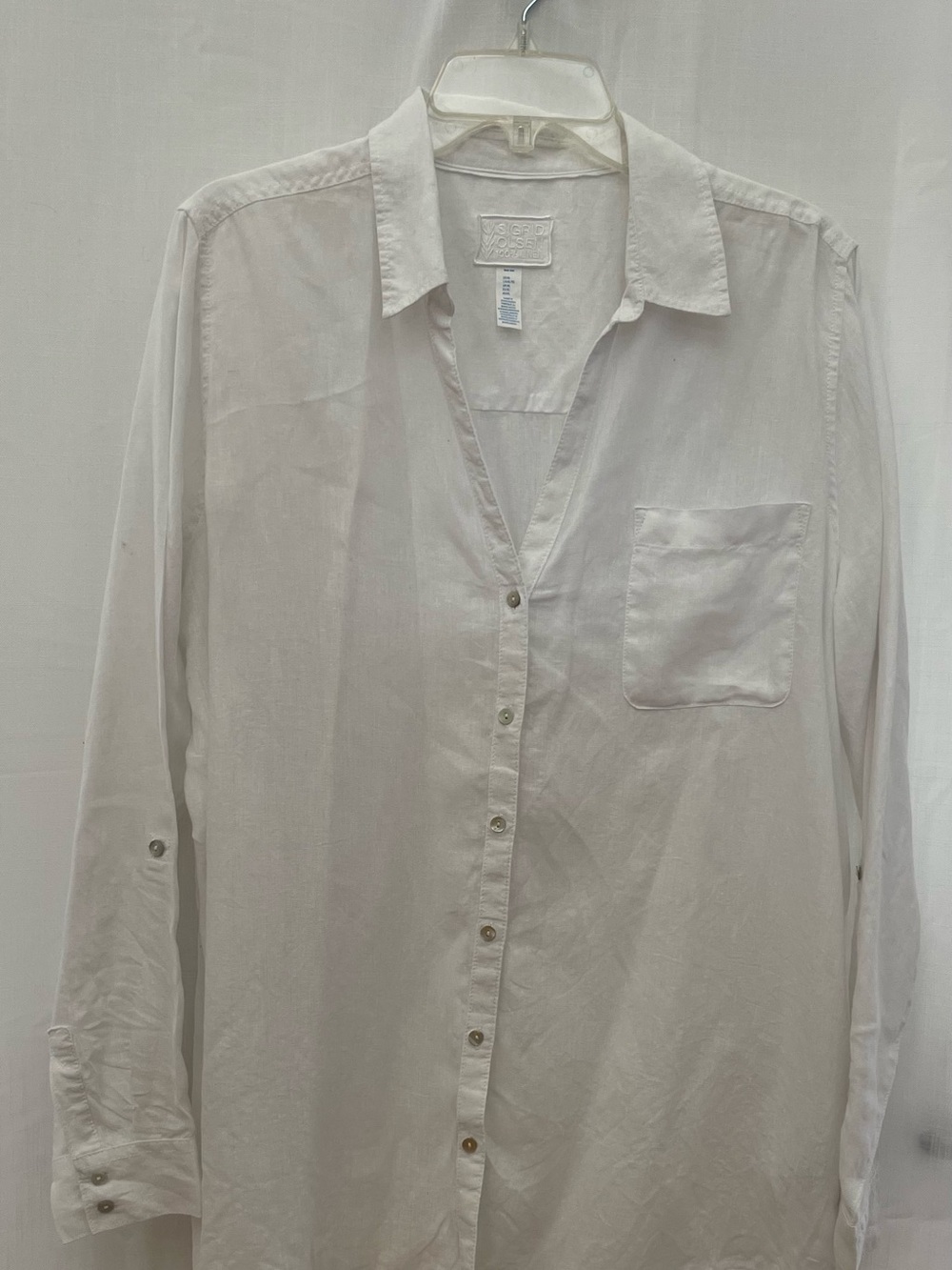 Sigrid Olsen Linen White Long-Sleeve Button Down Shirt
